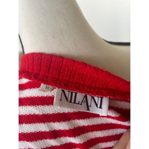 Vintage 90s Red & White Stripe Gold Button Nautical Cardigan - Picture 5 of 8